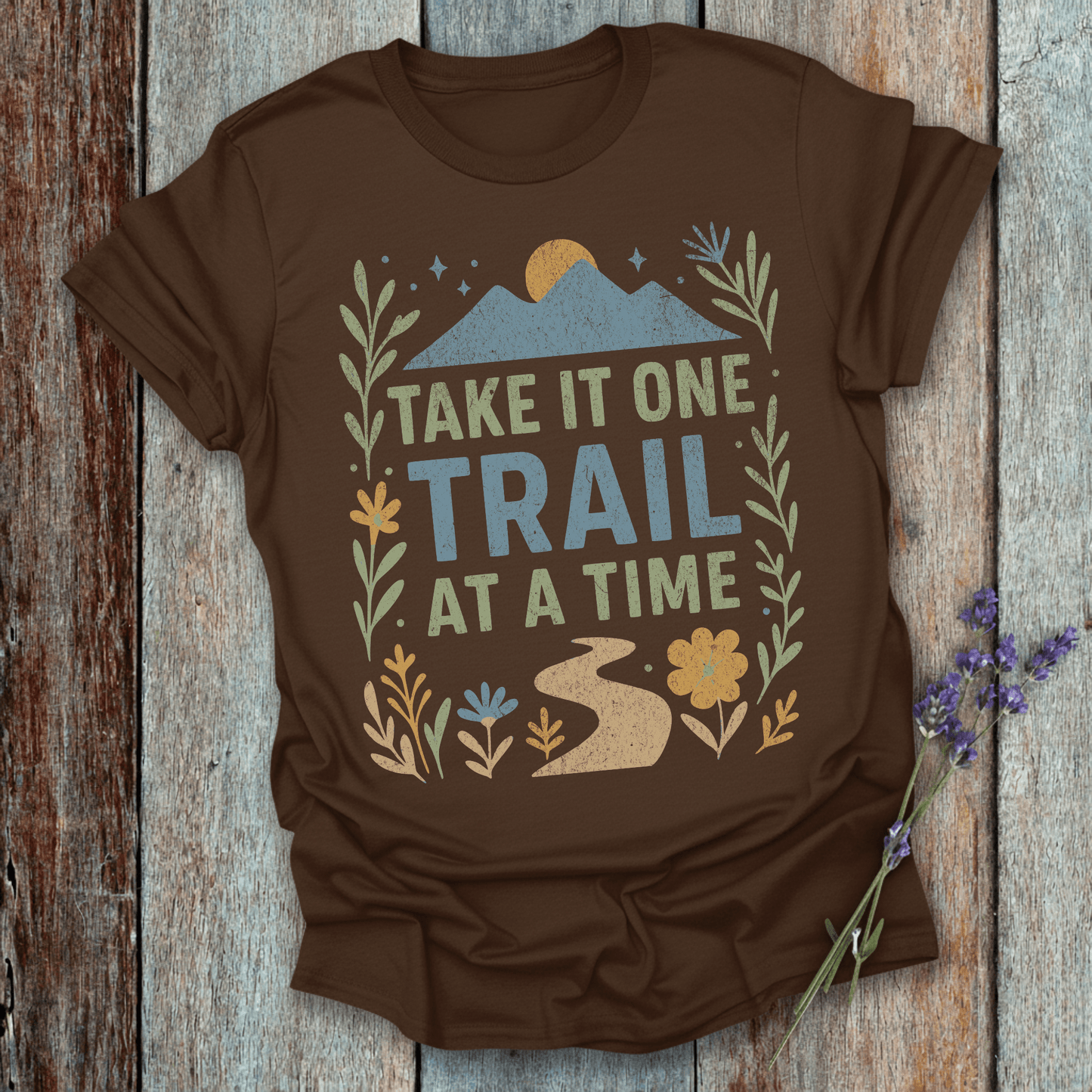 Printify T-Shirt Dark Chocolate / S One trail at a time
