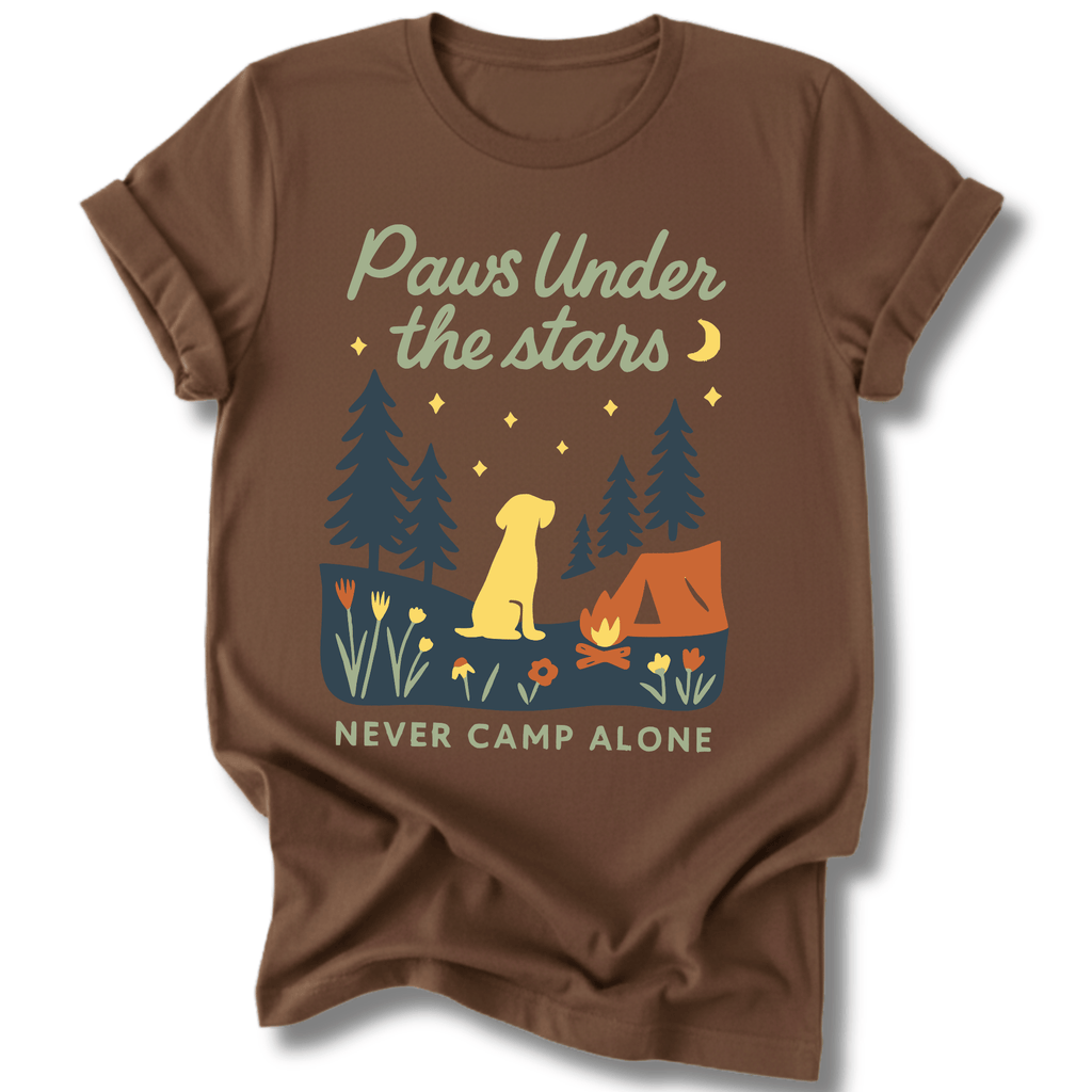Printify T-Shirt Dark Chocolate / S Paws Under the Stars