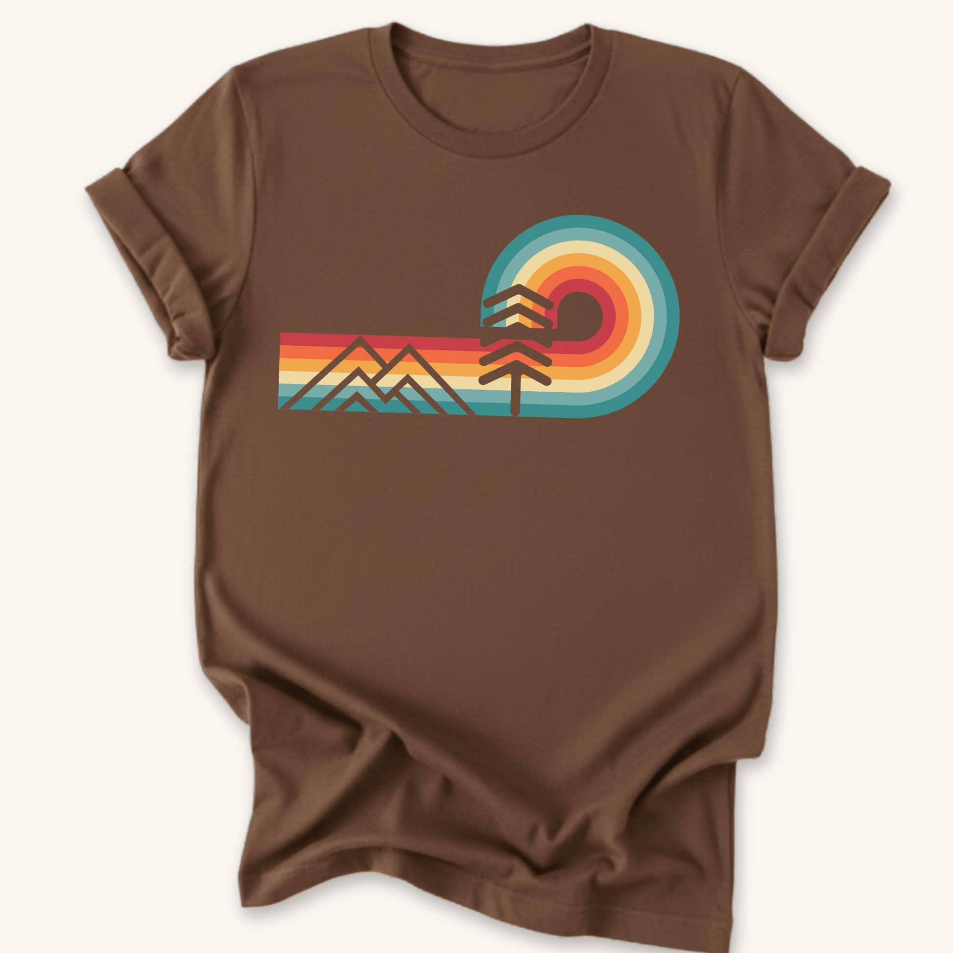 Printify T-Shirt Dark Chocolate / S Rainbows & Mountains