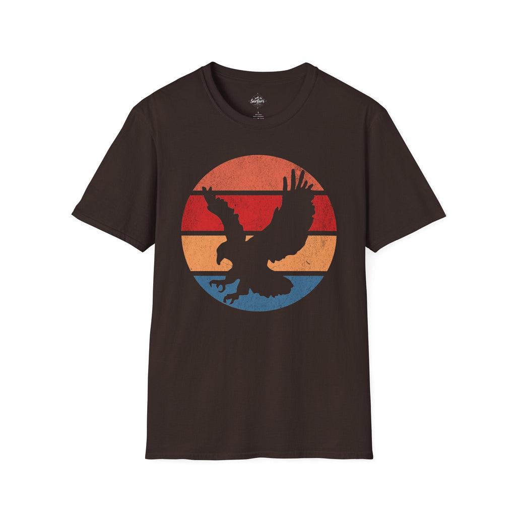 Printify T-Shirt Dark Chocolate / S Retro Sunset Bald Eagle