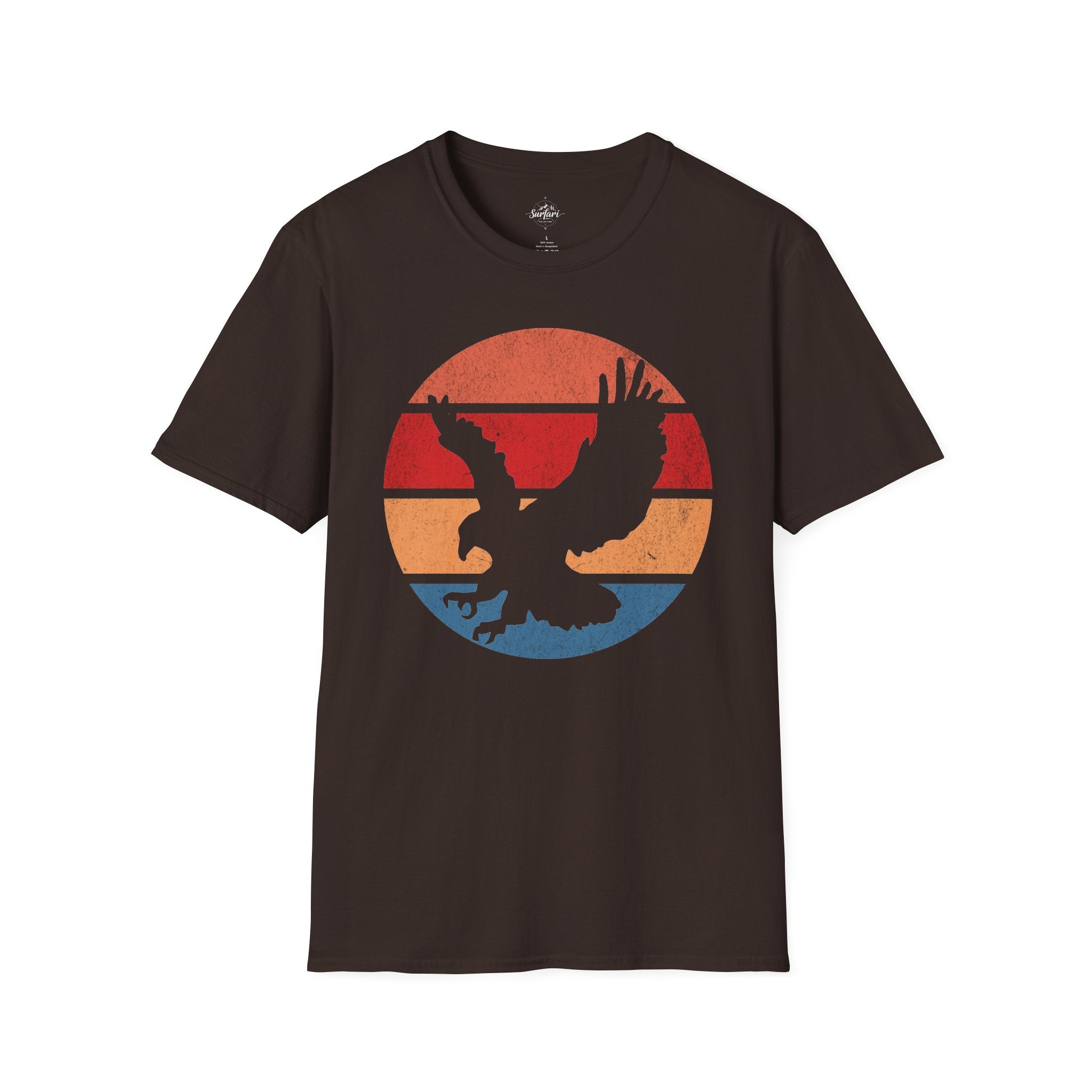 Printify T-Shirt Dark Chocolate / S Retro Sunset Bald Eagle