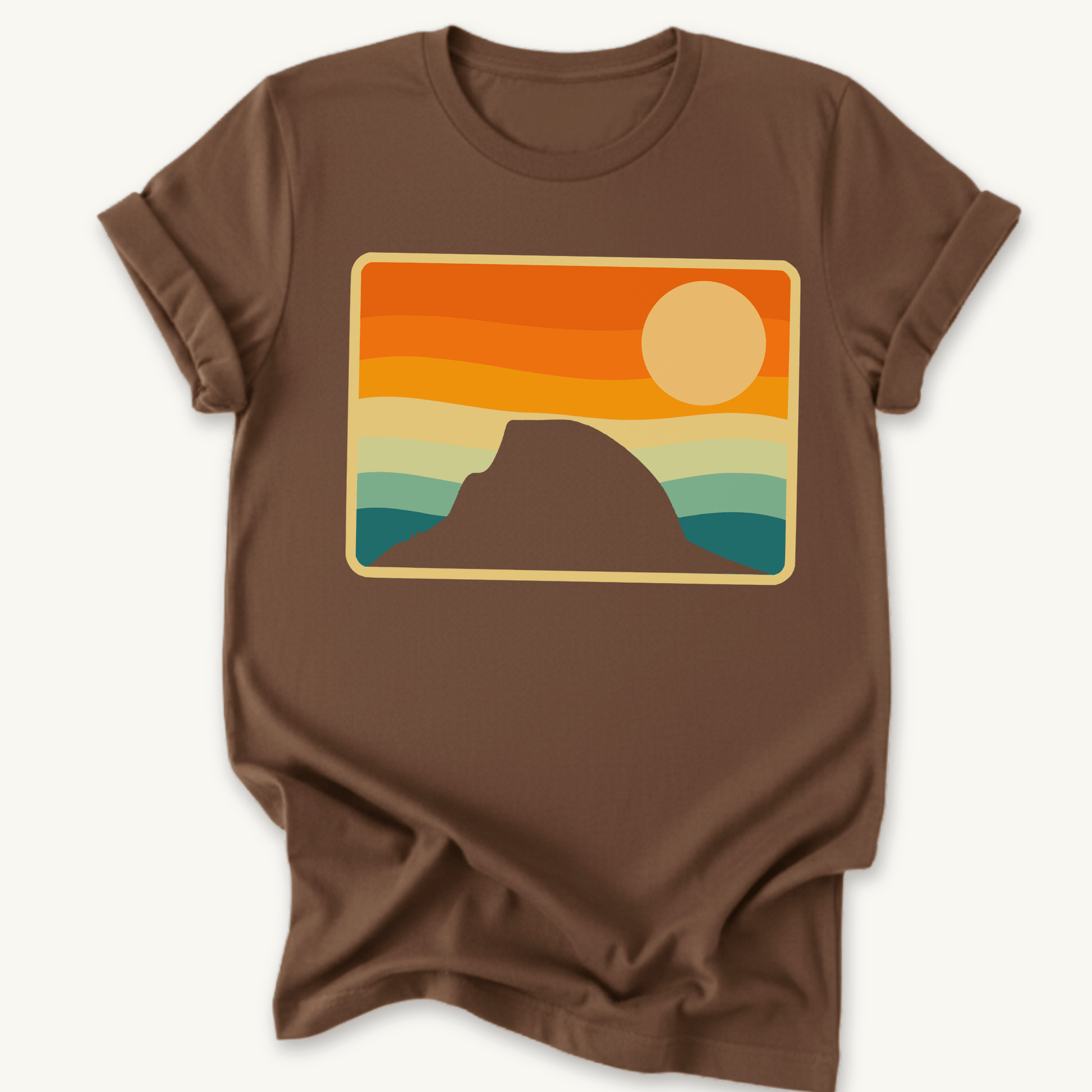 Printify T-Shirt Dark Chocolate / S Retro sunset Half Dome