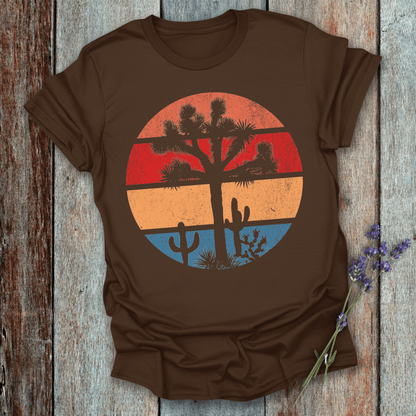 Printify T-Shirt Dark Chocolate / S Retro Sunset Joshua Tree