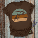 Printify T-Shirt Dark Chocolate / S Retro Sunset Mountains