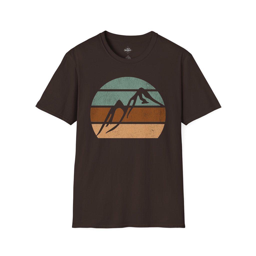 Printify T-Shirt Dark Chocolate / S Retro Sunset Mountains