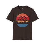 Printify T-Shirt Dark Chocolate / S Retro Sunset Mountains and Trees