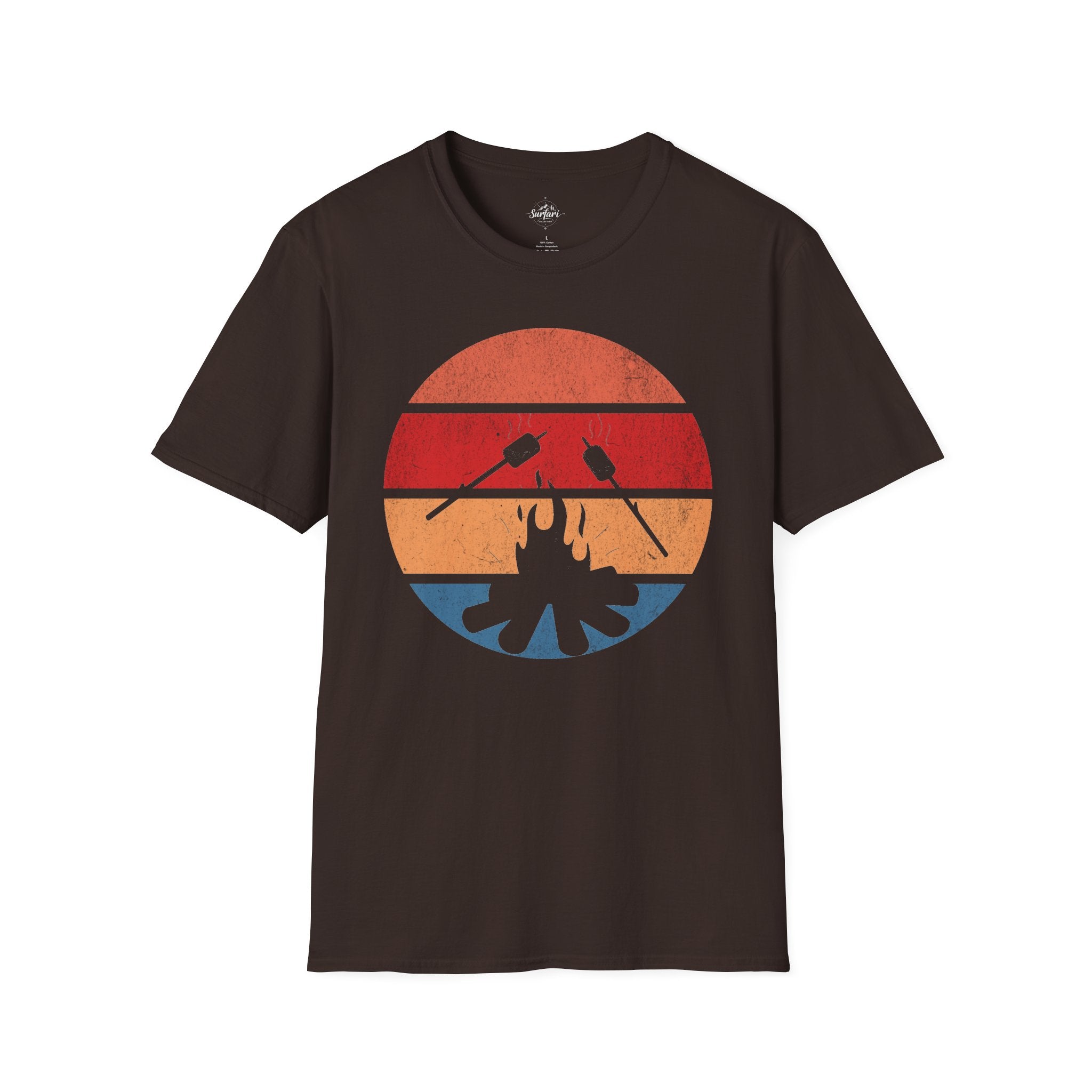 Printify T-Shirt Dark Chocolate / S Retro Sunset Roasting Marshmallows