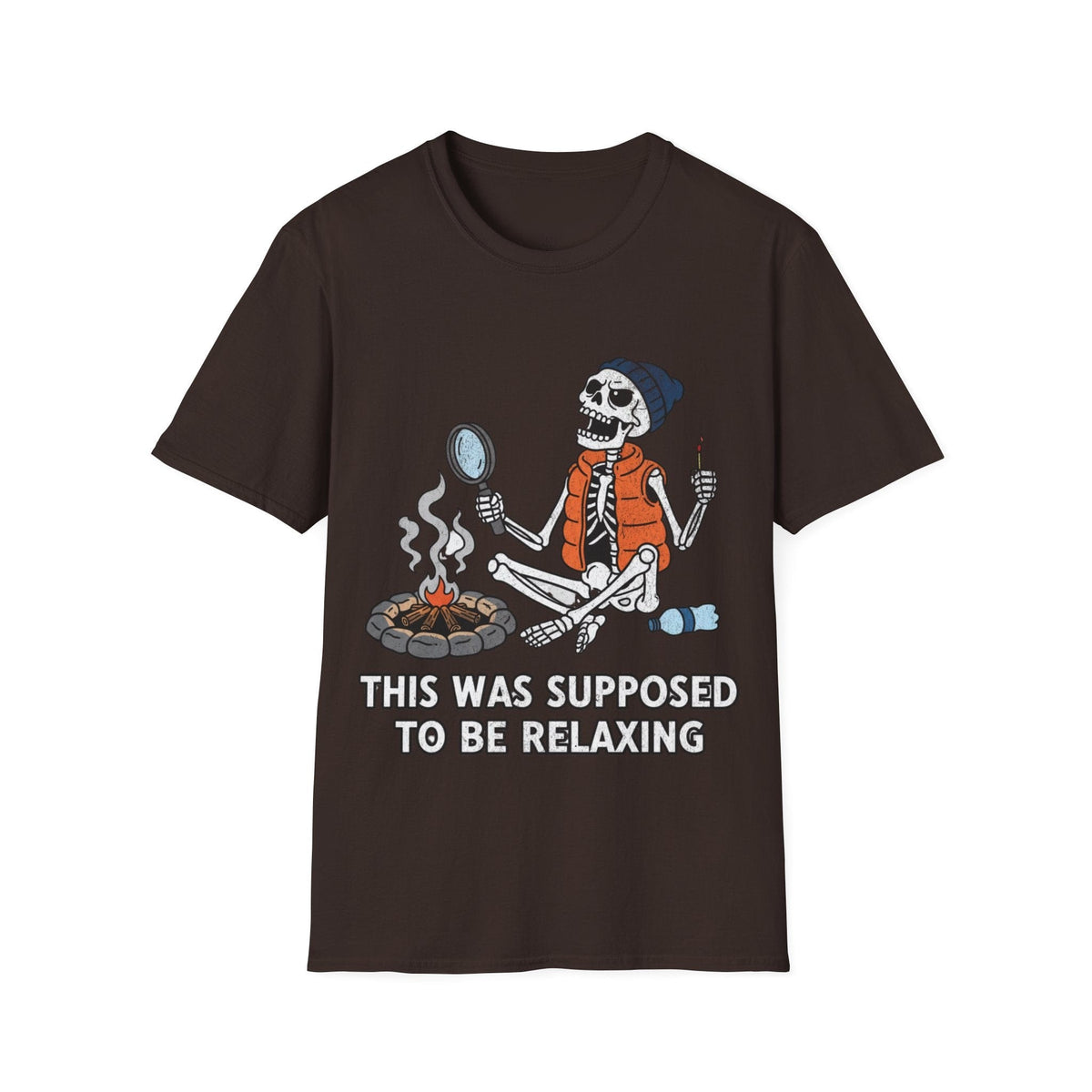 Printify T-Shirt Dark Chocolate / S Skeleton Relaxing