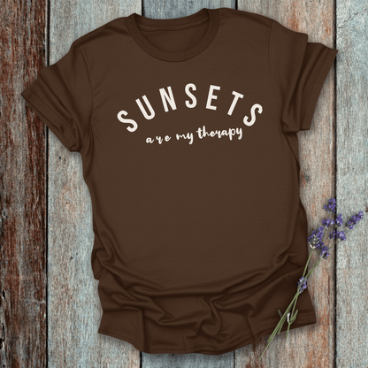 Printify T-Shirt Dark Chocolate / S Sunsets are my Therapy