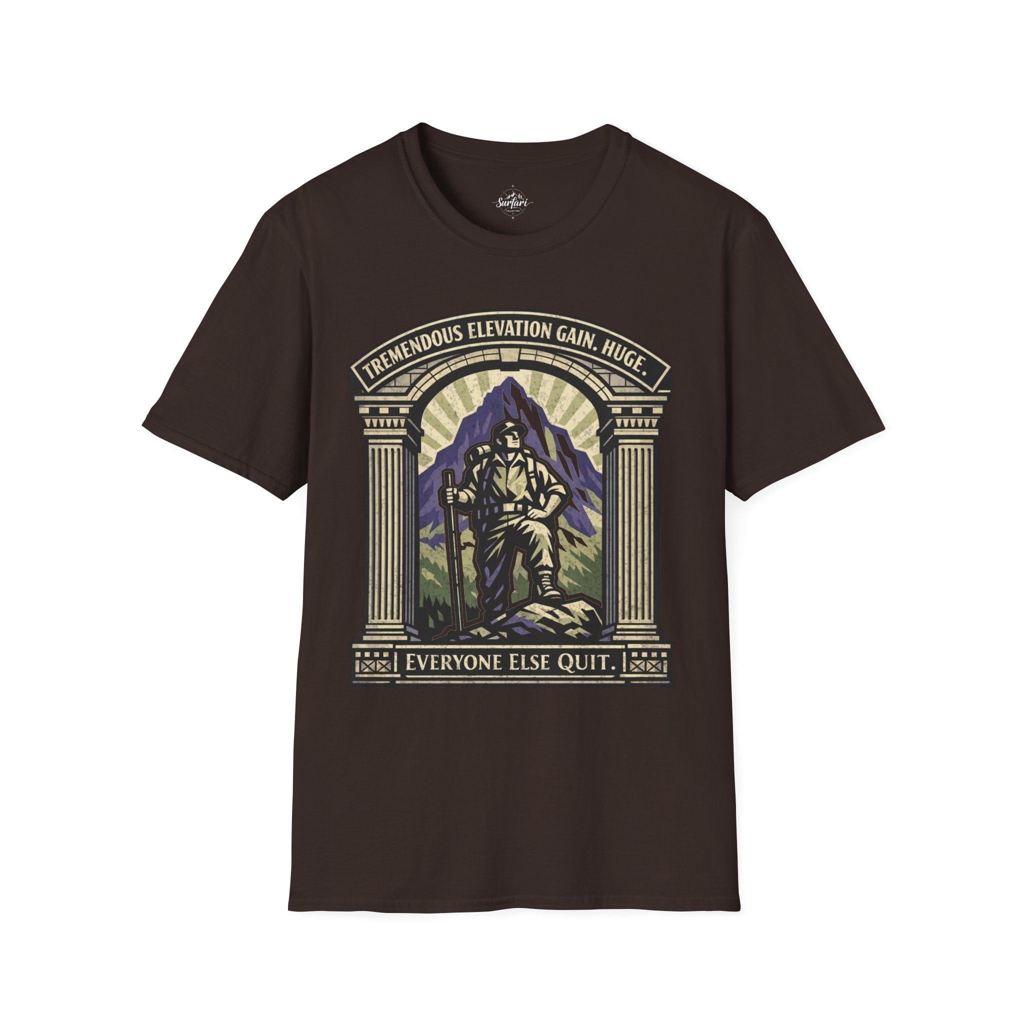 Printify T-Shirt Dark Chocolate / S Trump Hikes - Tremendous Elevation Gain