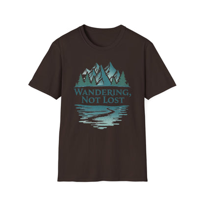 Printify T-Shirt Dark Chocolate / S Wandering Not Lost