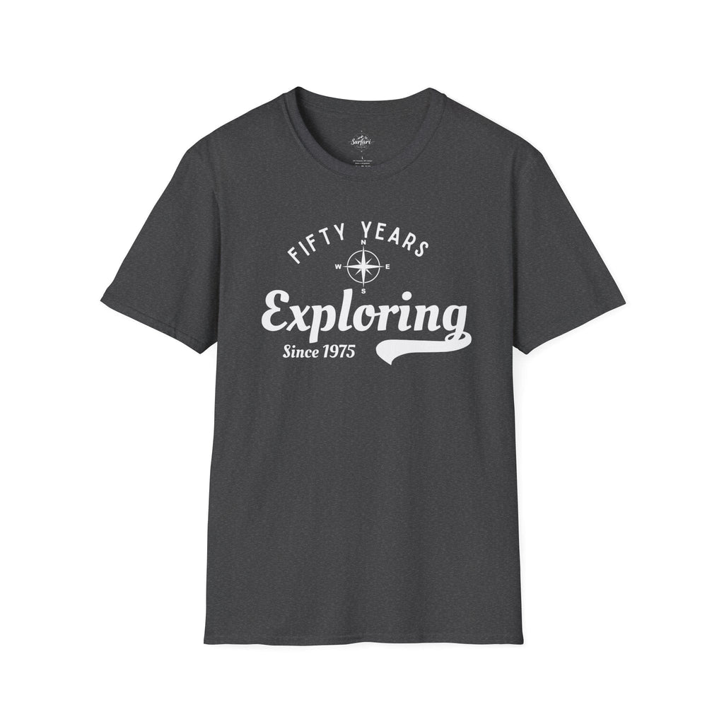 Printify T-Shirt Dark Heather / XS 50 Years Exploring Since 1975