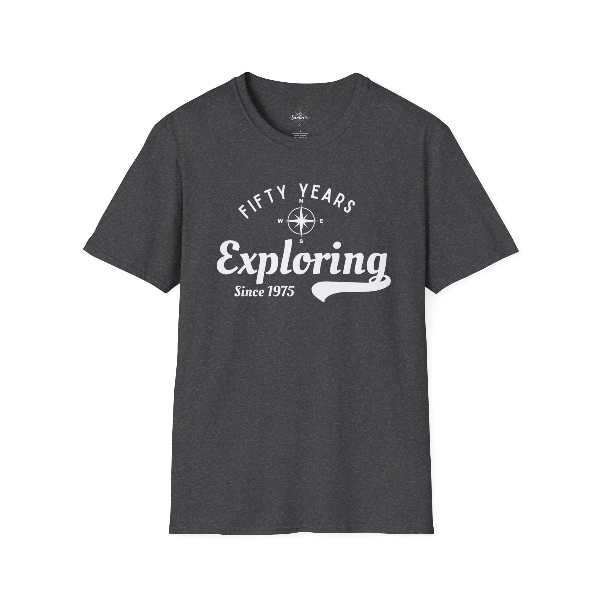 Printify T-Shirt Dark Heather / XS 50 Years Exploring Since 1975