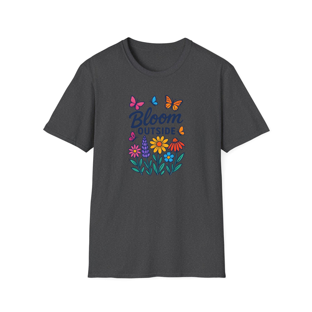 Printify T-Shirt Dark Heather / XS Bloom Outside Flowers T-Shirt
