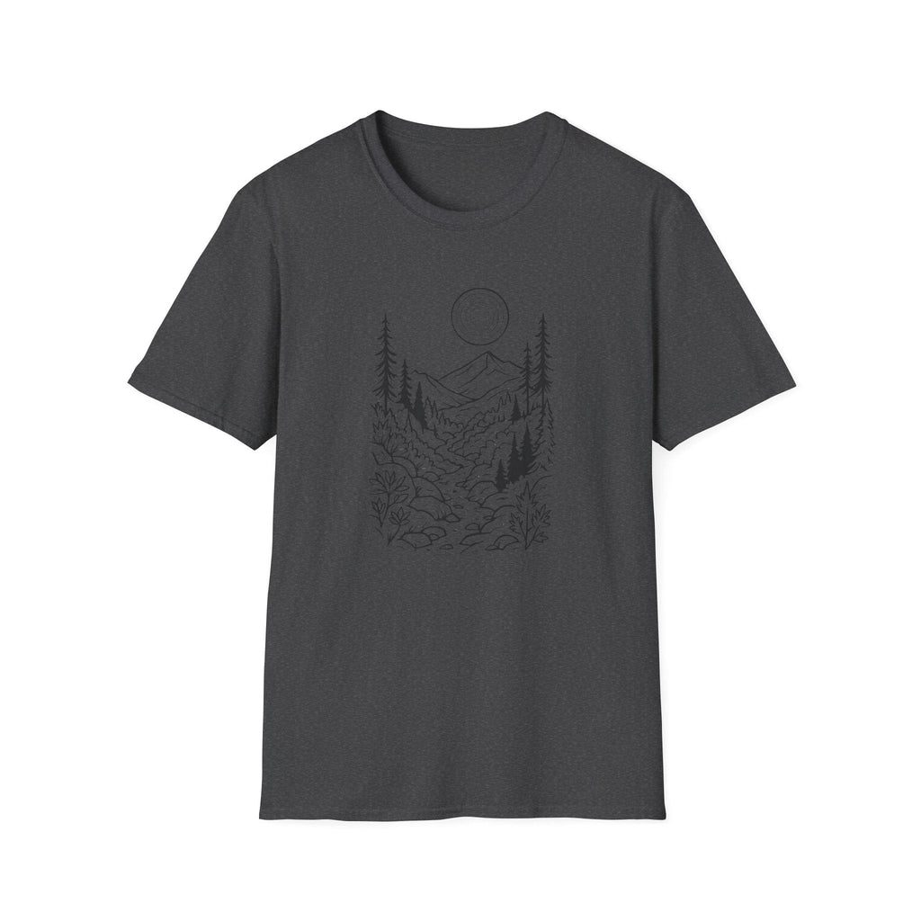 Printify T-Shirt Dark Heather / XS Moonlit Mountain Landscape T-Shirt