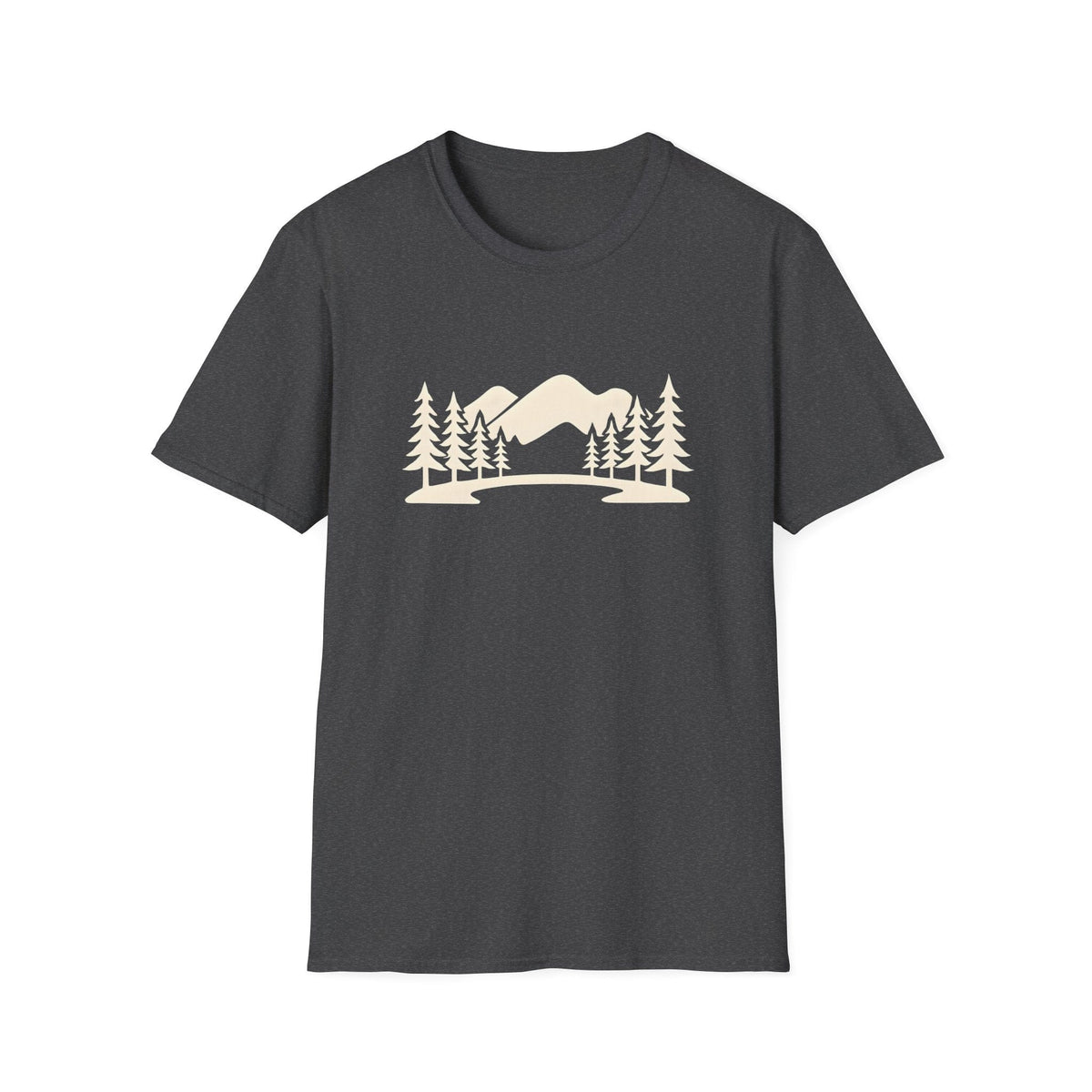 Printify T-Shirt Dark Heather / XS Mountain Lake Landscape T-Shirt