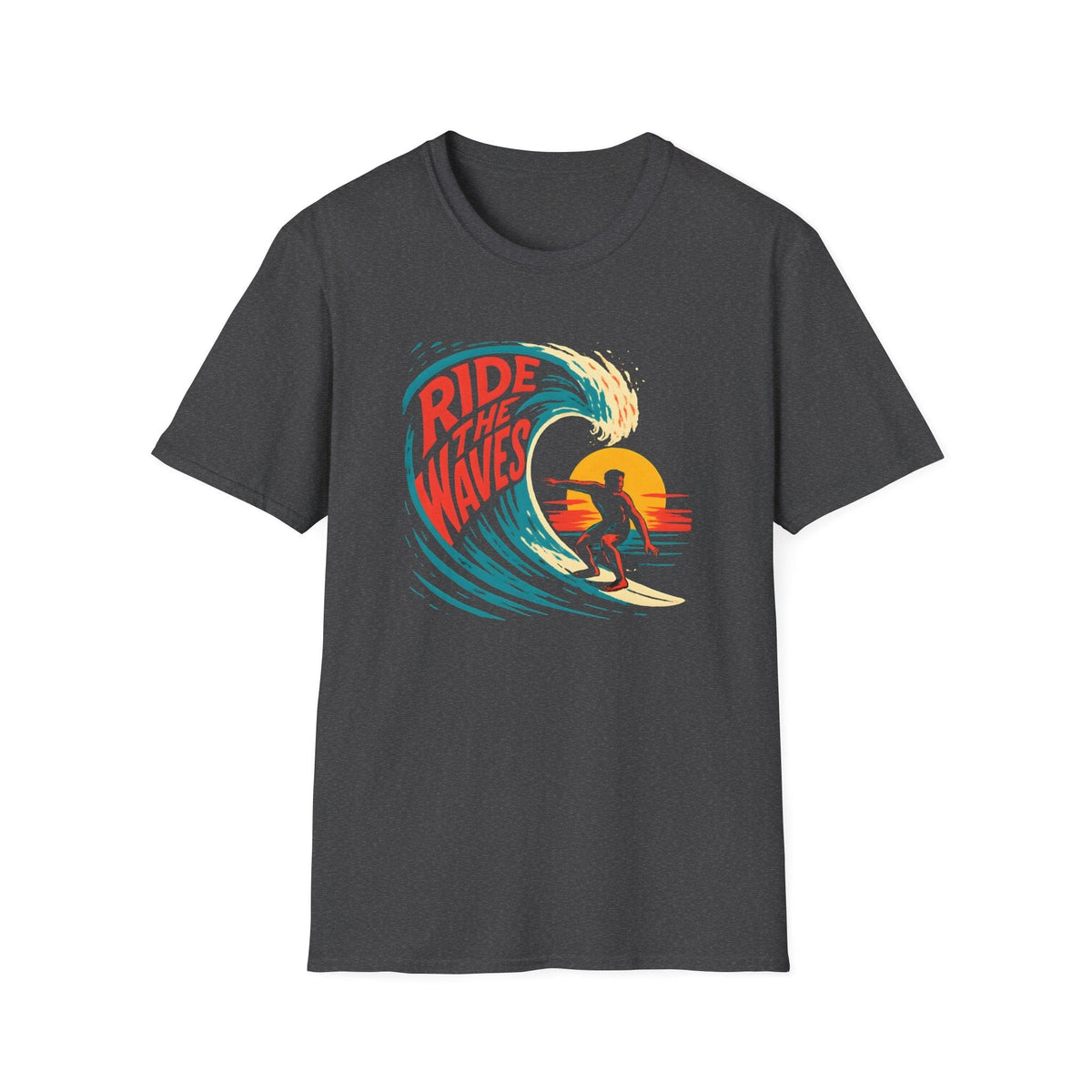 Printify T-Shirt Dark Heather / XS Ride the Waves T-Shirt