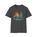 Printify T-Shirt Dark Heather / XS Sunset Mountain Scene T-Shirt