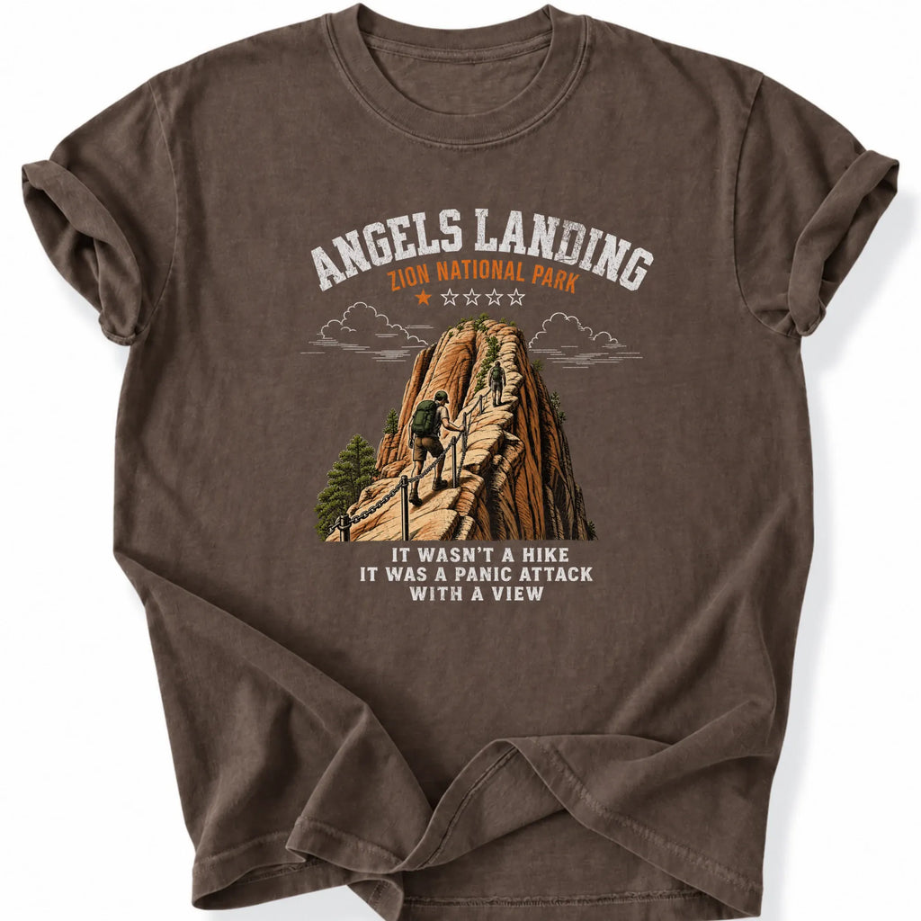 Printify T-Shirt Espresso / S 1 star - Angels Landing Panic Attack light shirts