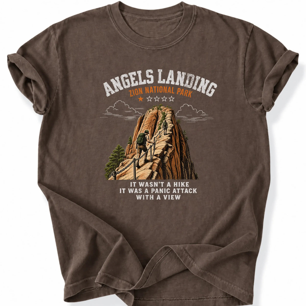 Printify T-Shirt Espresso / S 1 star - Angels Landing Panic Attack light shirts