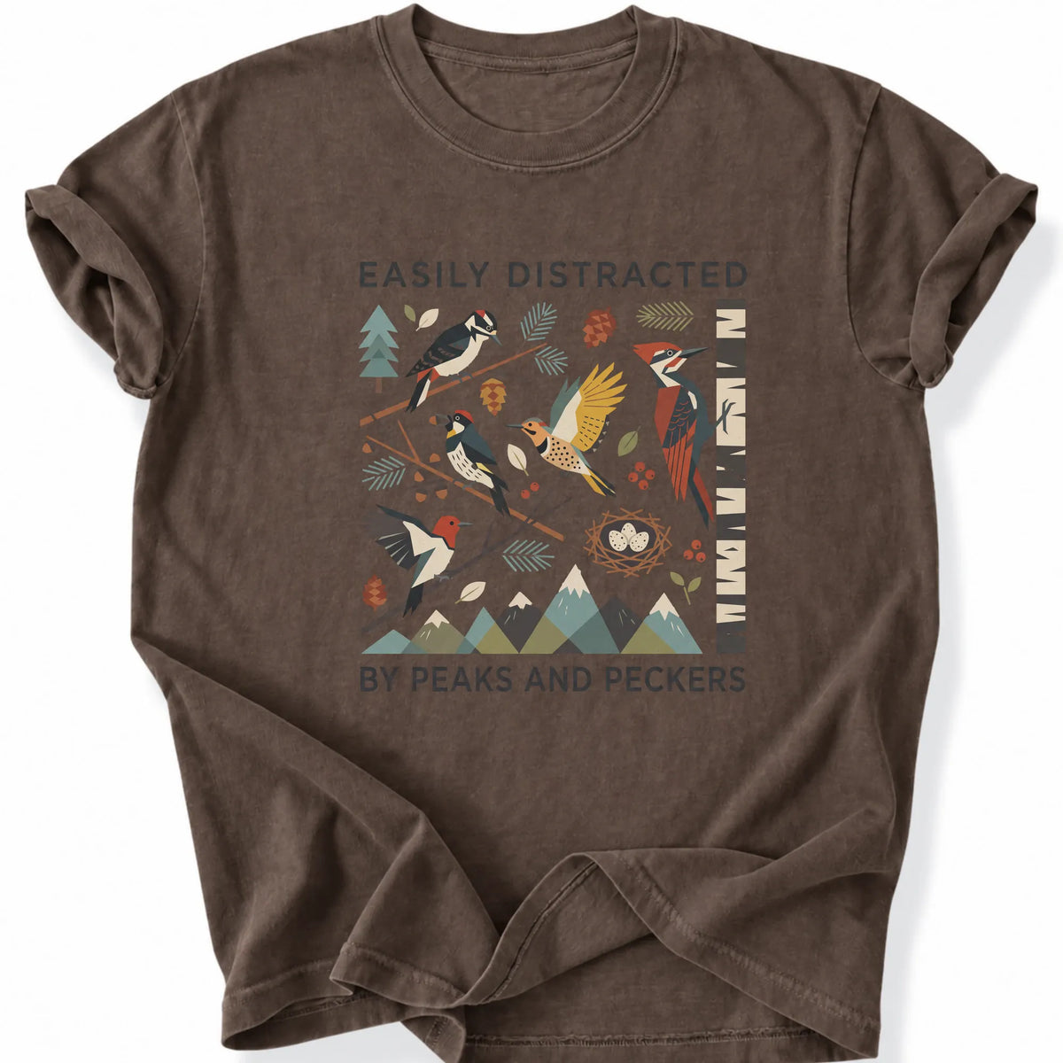 Printify T-Shirt Espresso / S Peaks Peckers Bigfoot - Easily Distracted