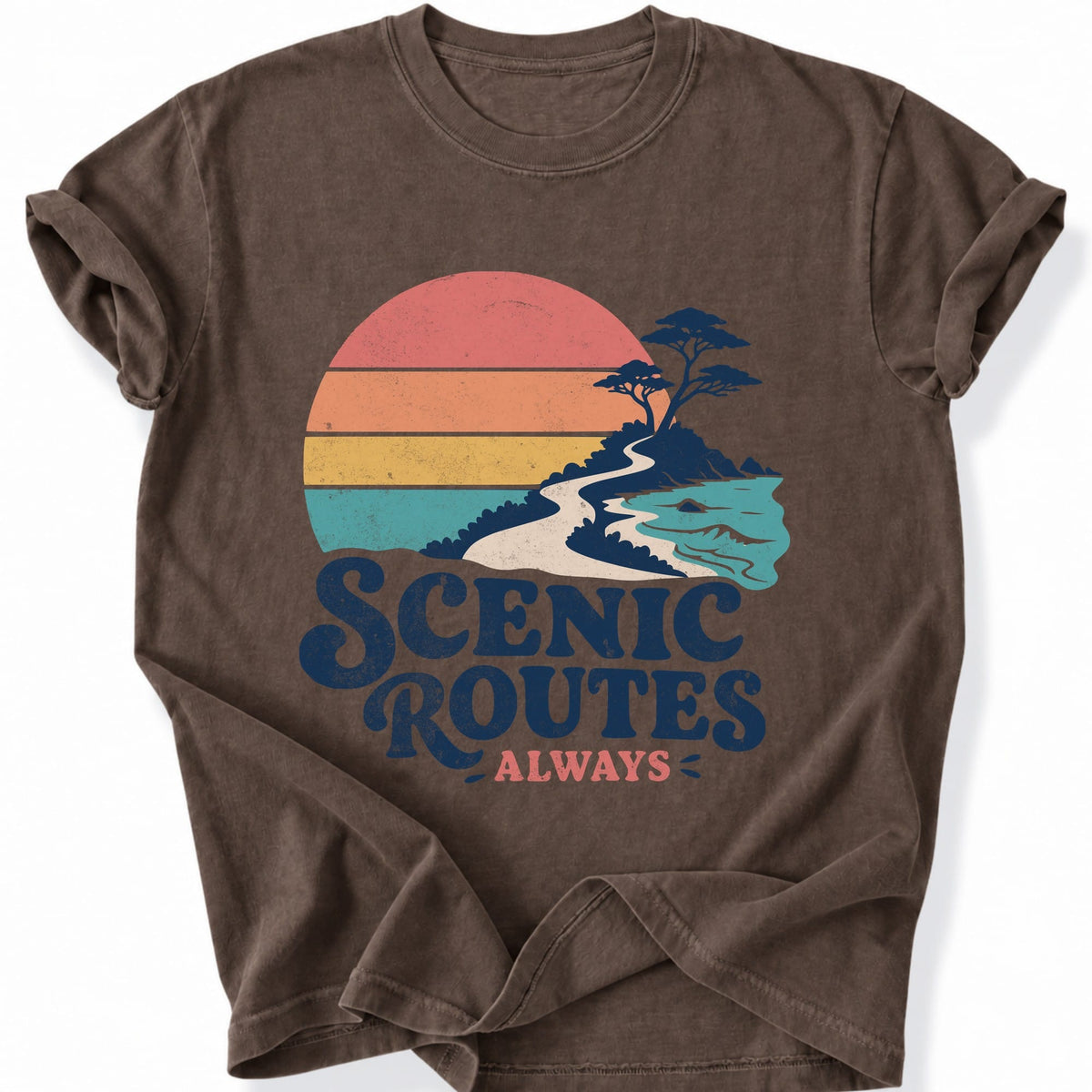 Printify T-Shirt Espresso / S Scenic Routes Always T-Shirt
