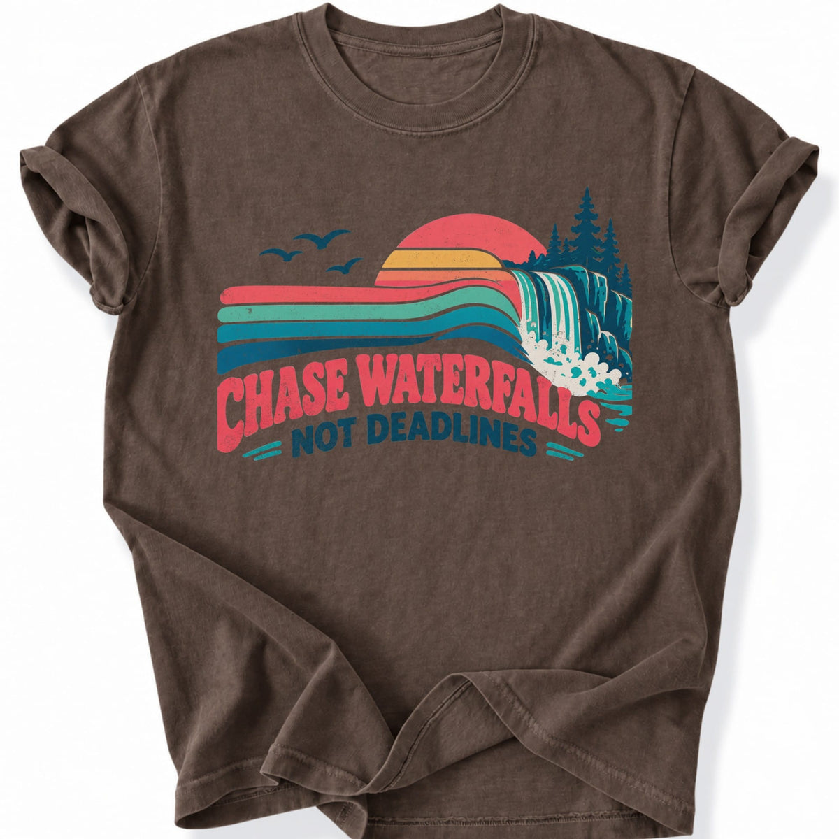 Printify T-Shirt Espresso / S Waterfall Life T-Shirt