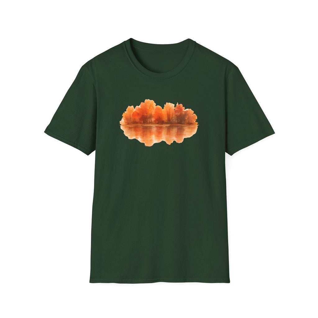 Printify T-Shirt Forest Green / S Autumn Lake Reflection T-Shirt