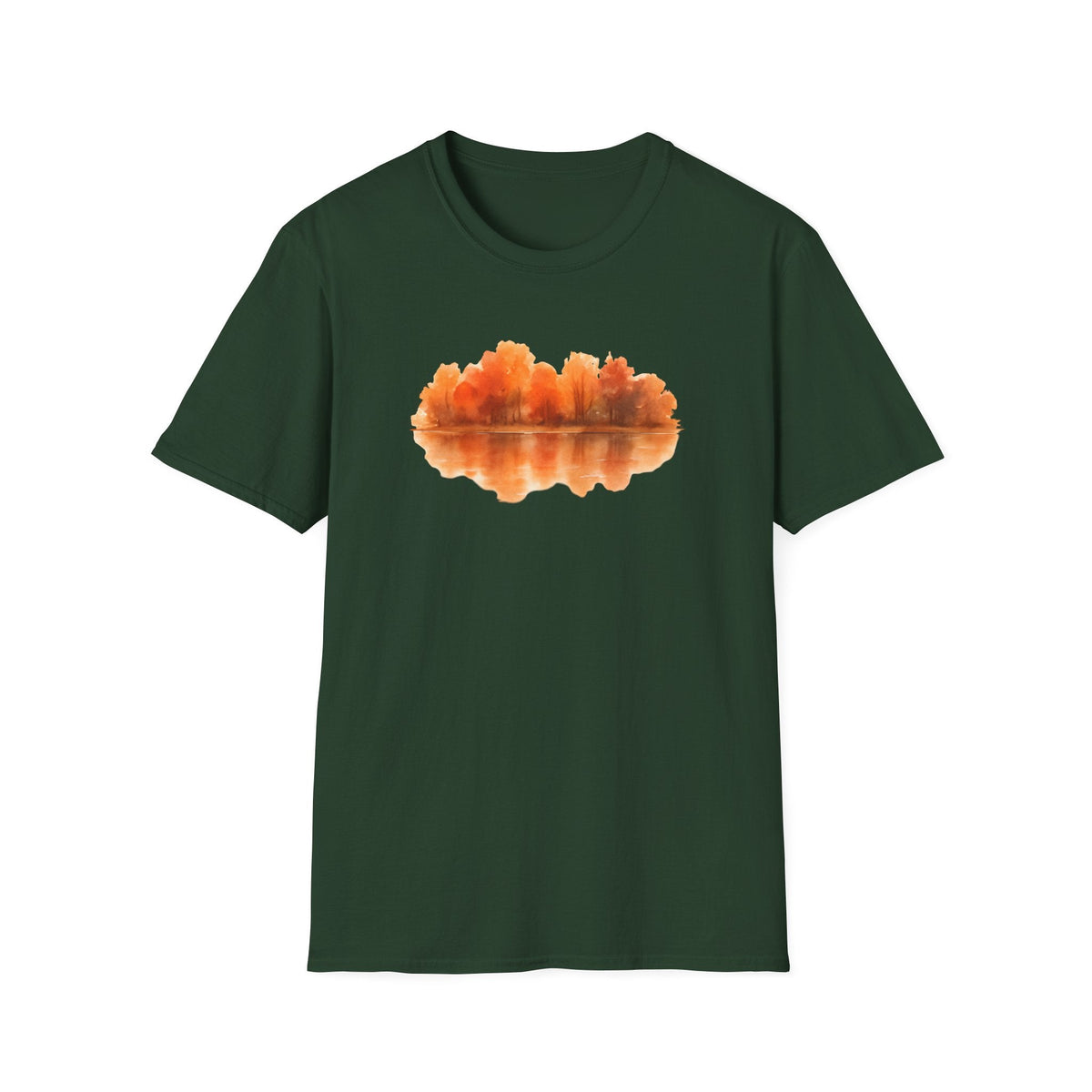 Printify T-Shirt Forest Green / S Autumn Lake Reflection T-Shirt
