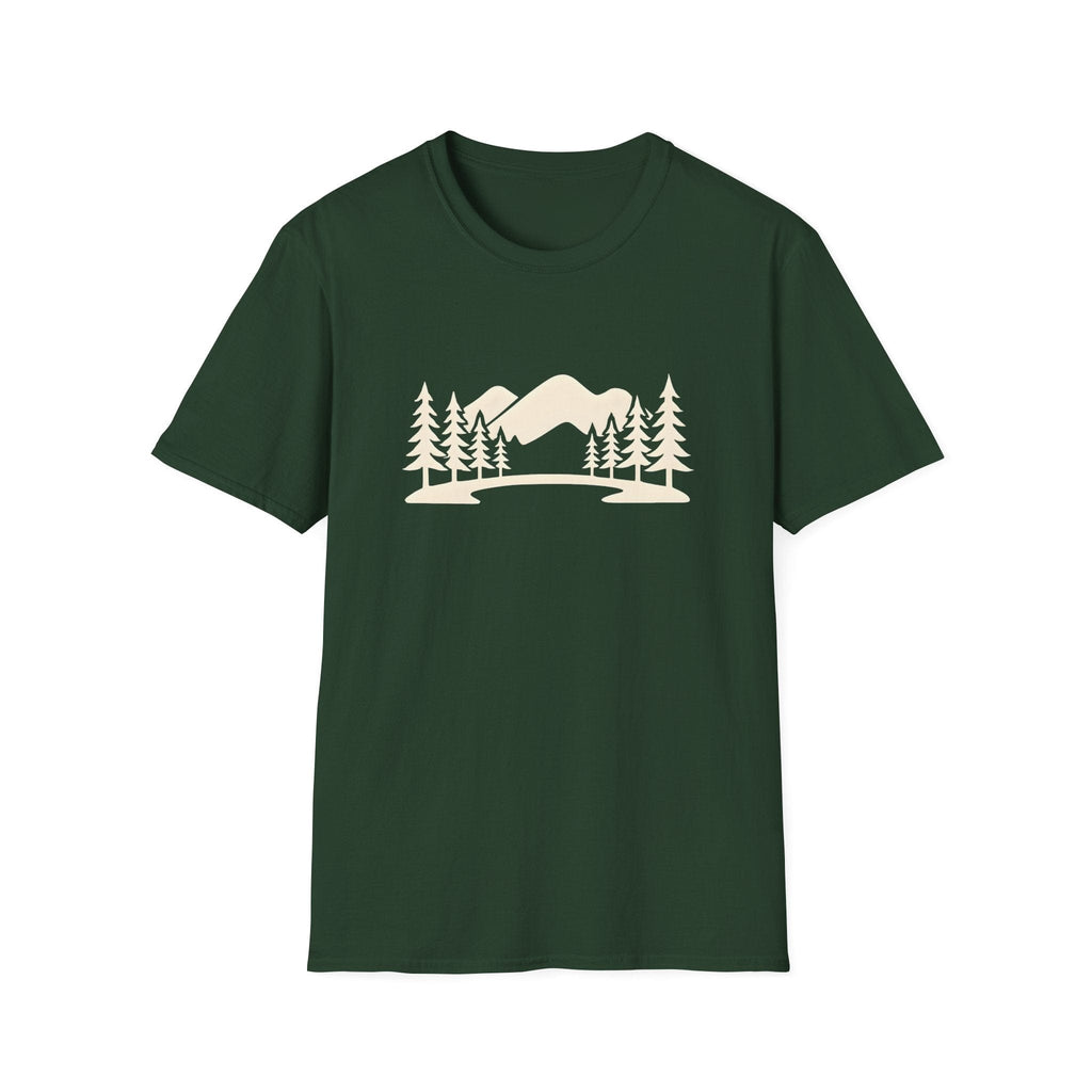 Printify T-Shirt Forest Green / S Mountain Lake Landscape T-Shirt
