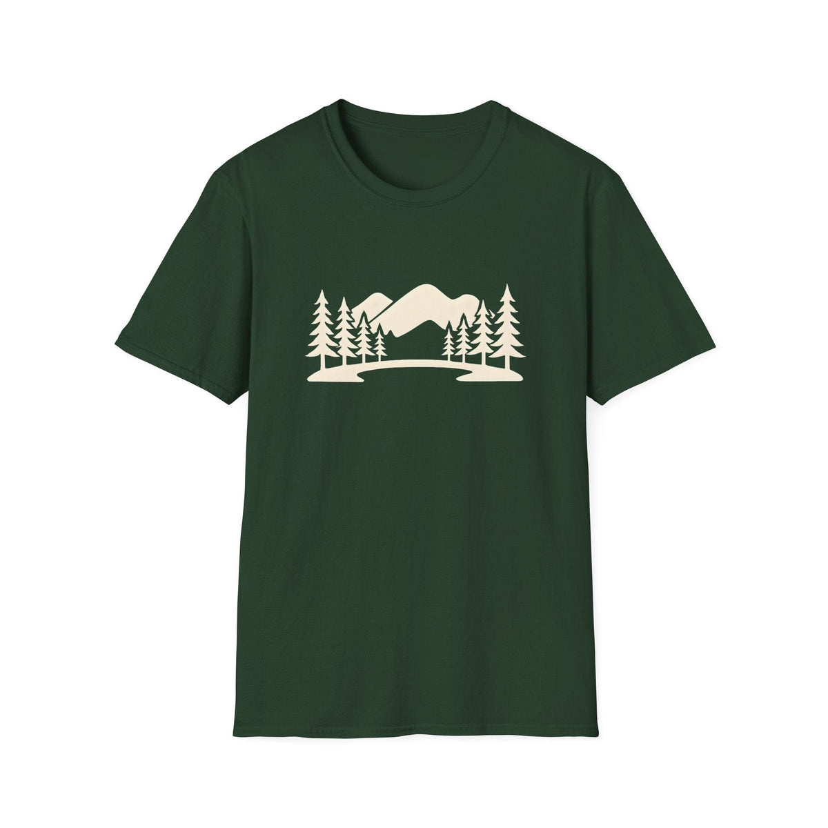 Printify T-Shirt Forest Green / S Mountain Lake Landscape T-Shirt