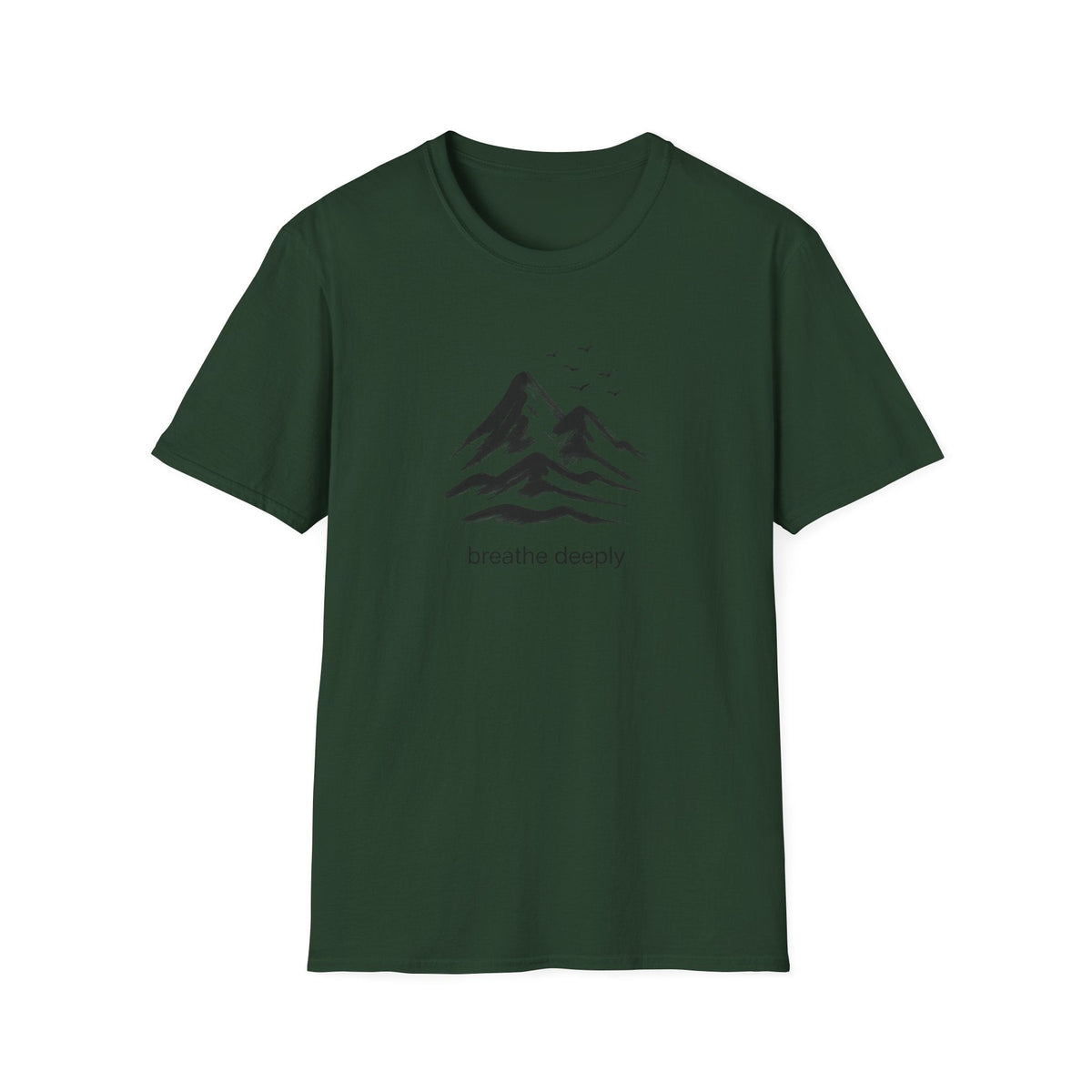 Printify T-Shirt Forest Green / S Mountains and birds T-Shirt