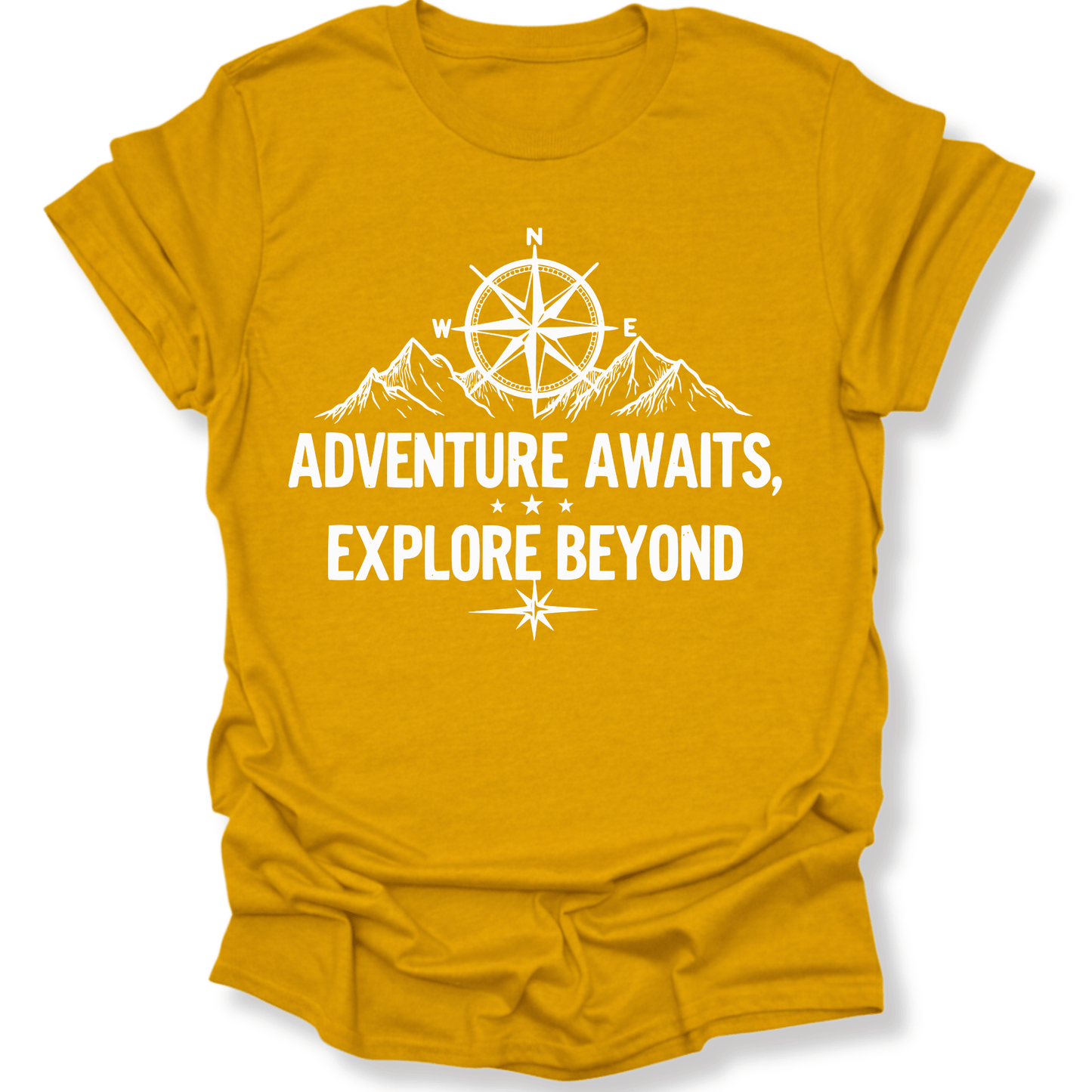 Printify T-Shirt Gold / S Adventure Awaits Explore Beyond