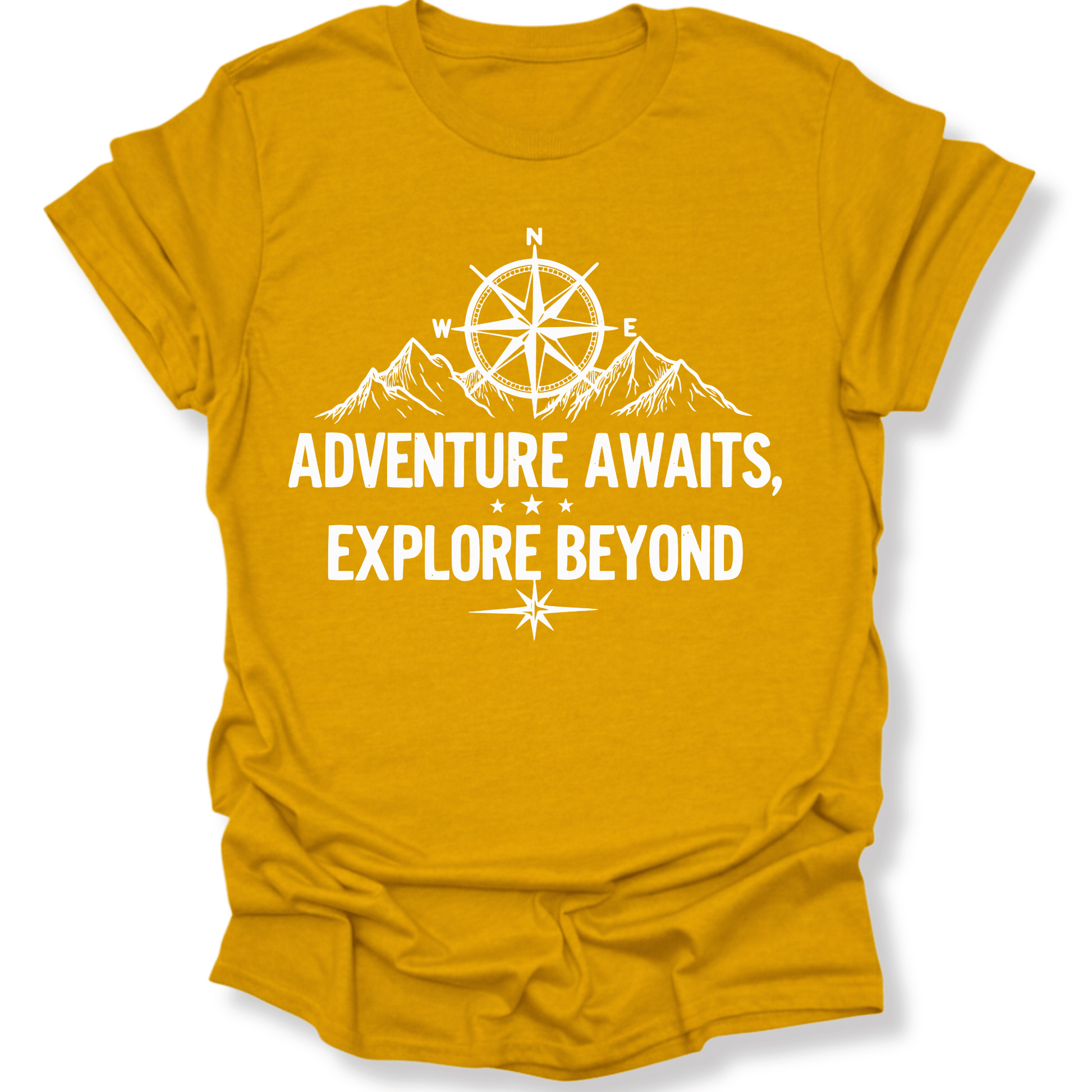 Printify T-Shirt Gold / S Adventure Awaits Explore Beyond