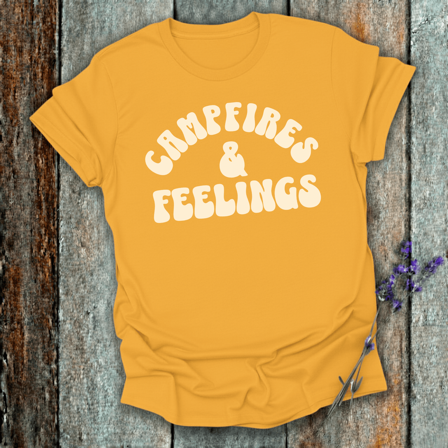 Printify T-Shirt Gold / S Campfires & Feelings