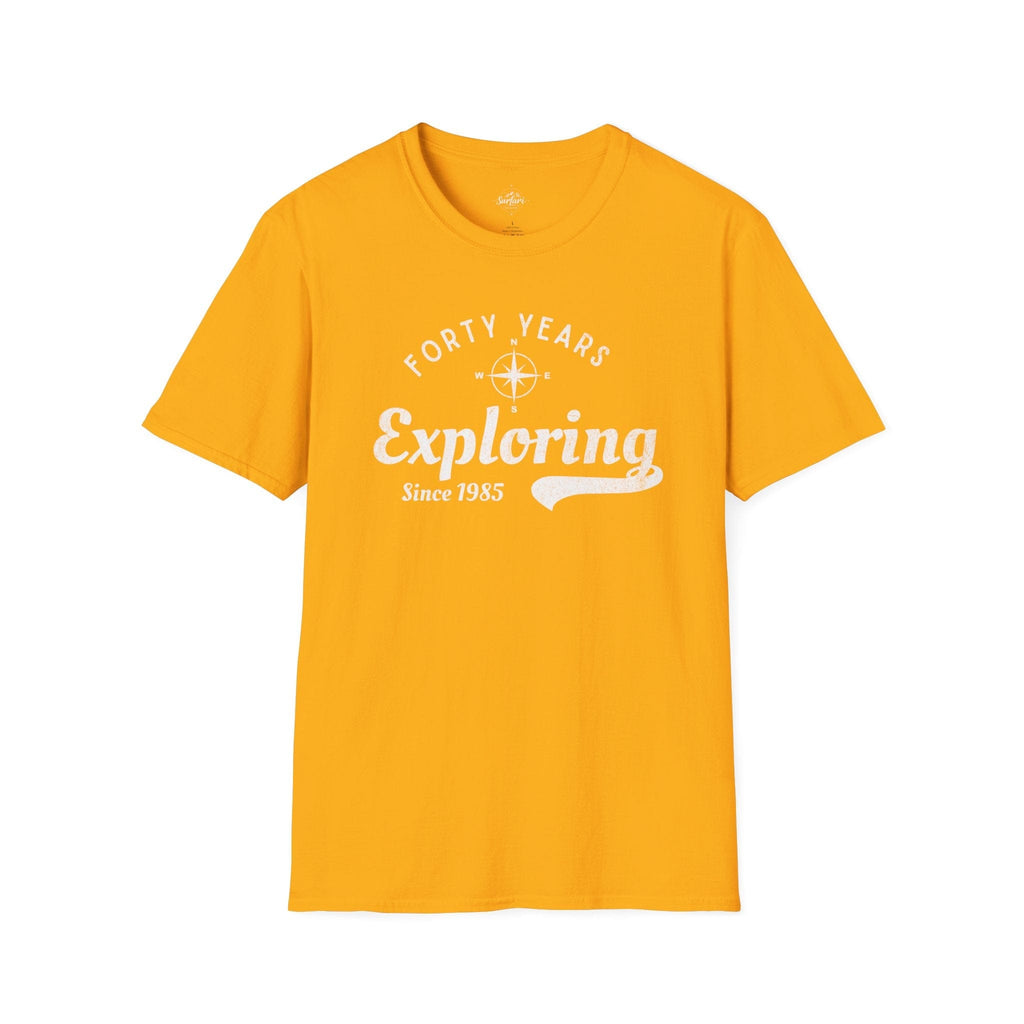 Printify T-Shirt Gold / S Exploring Since 1985