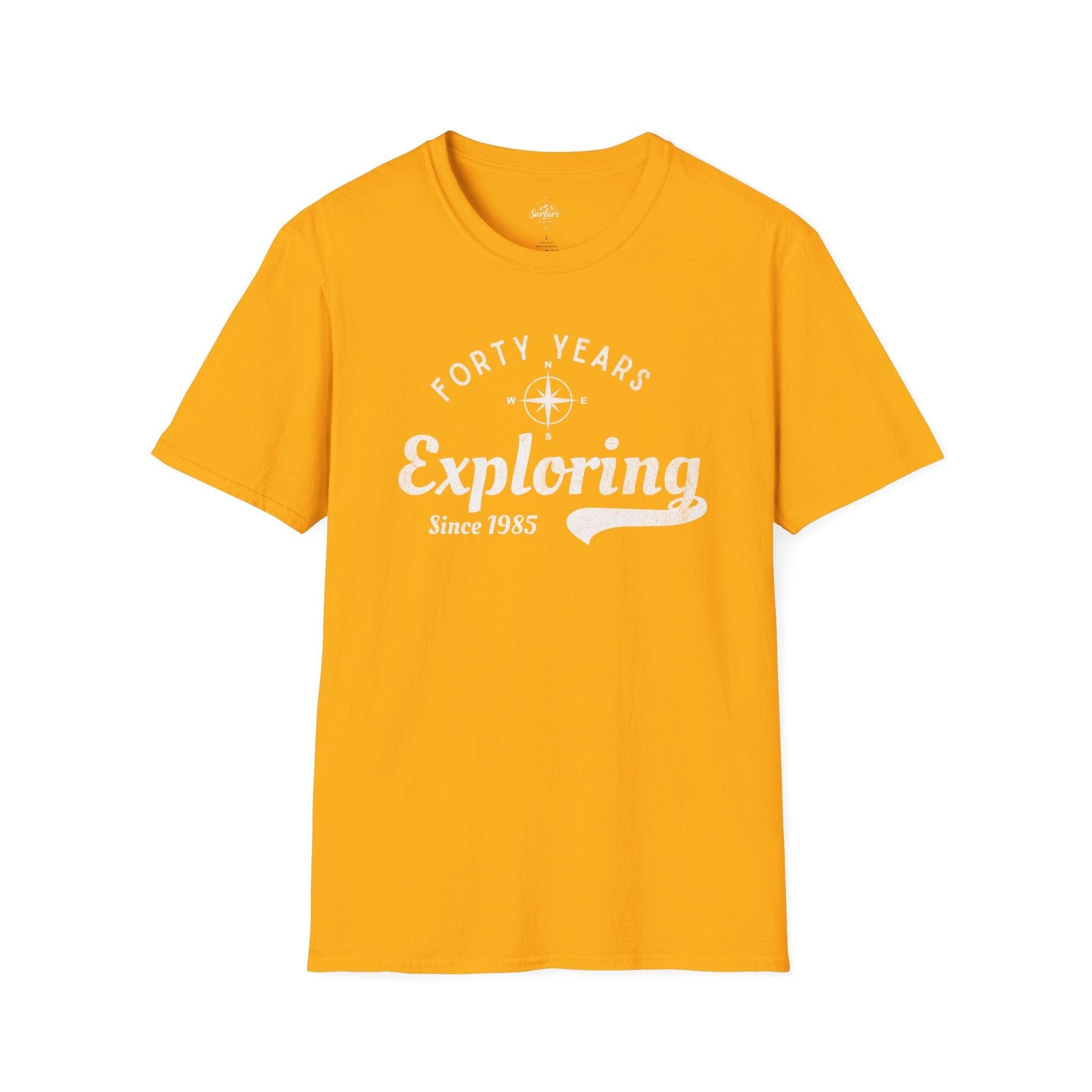 Printify T-Shirt Gold / S Exploring Since 1985