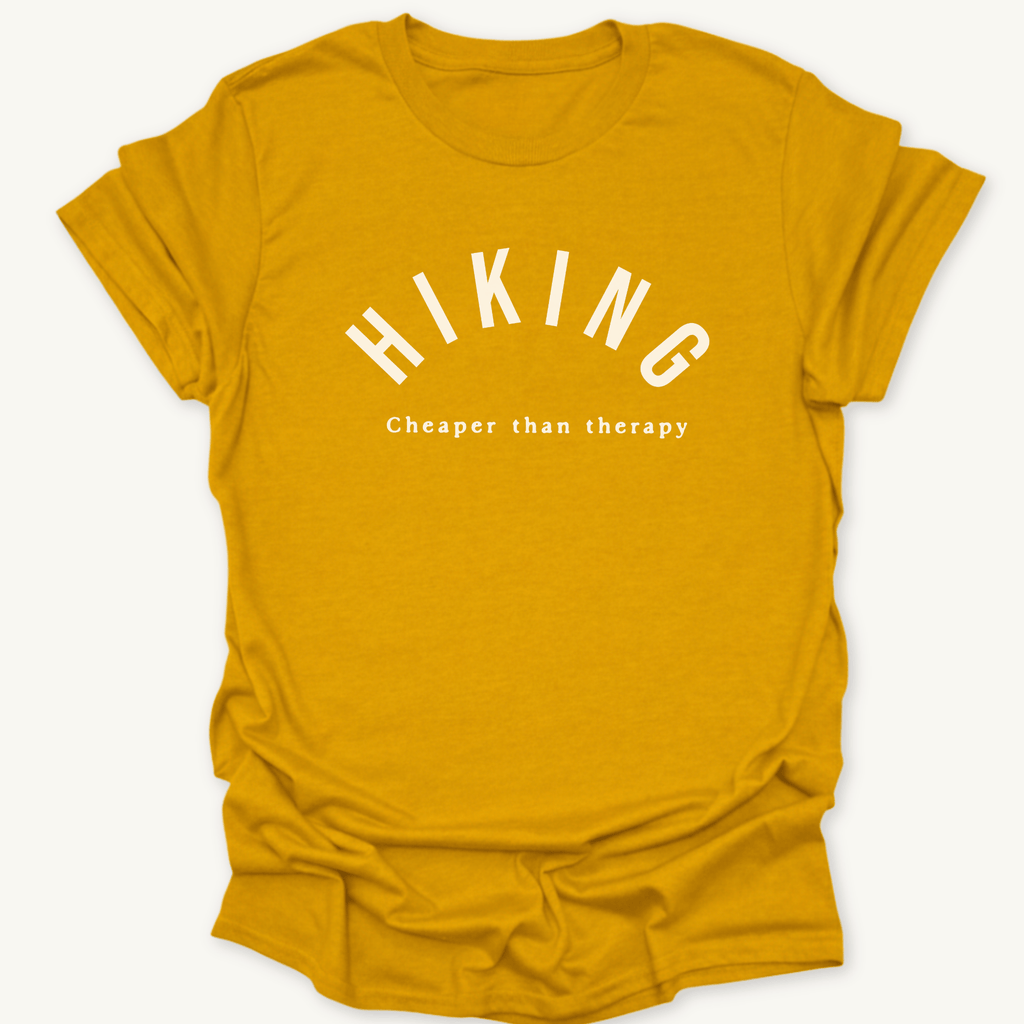 Printify T-Shirt Gold / S Hiking  Cheaper Than Therapy