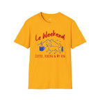 Printify T-Shirt Gold / S Le Weekend Coffee, Hiking & My Dog