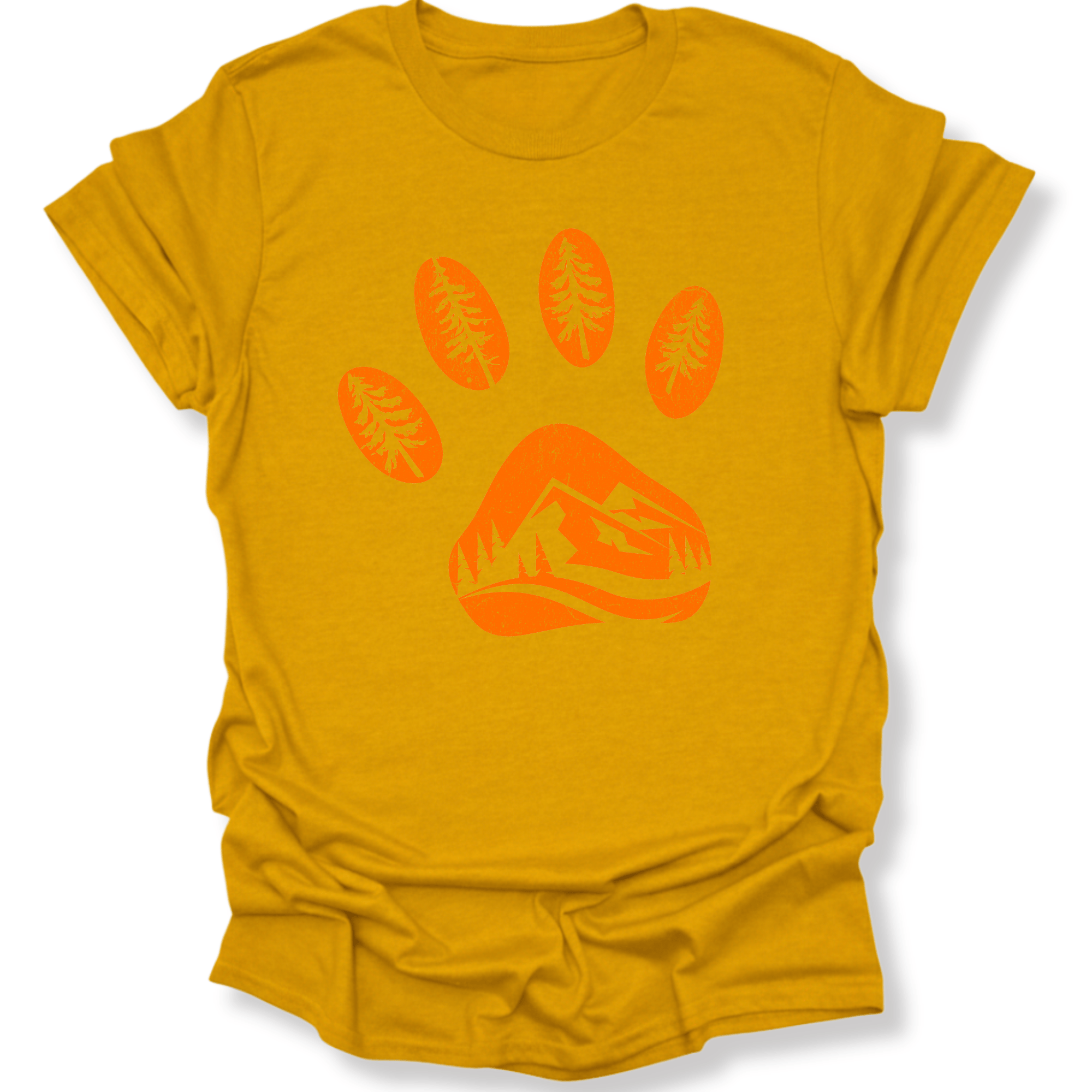 Printify T-Shirt Gold / S Mountain Dog paw print
