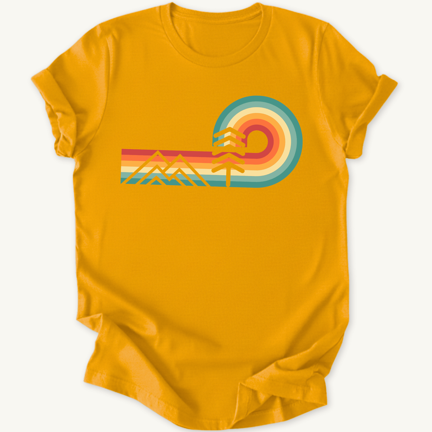 Printify T-Shirt Gold / S Rainbows & Mountains