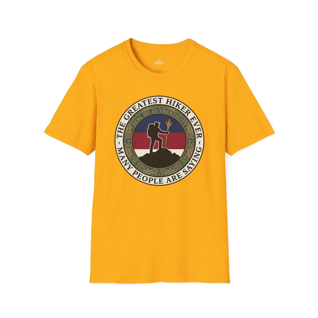 Printify T-Shirt Gold / S Trump Hikes - The Greatest hiker ever