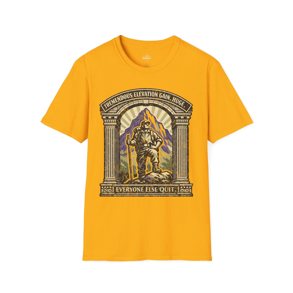 Printify T-Shirt Gold / S Trump Hikes - Tremendous Elevation Gain