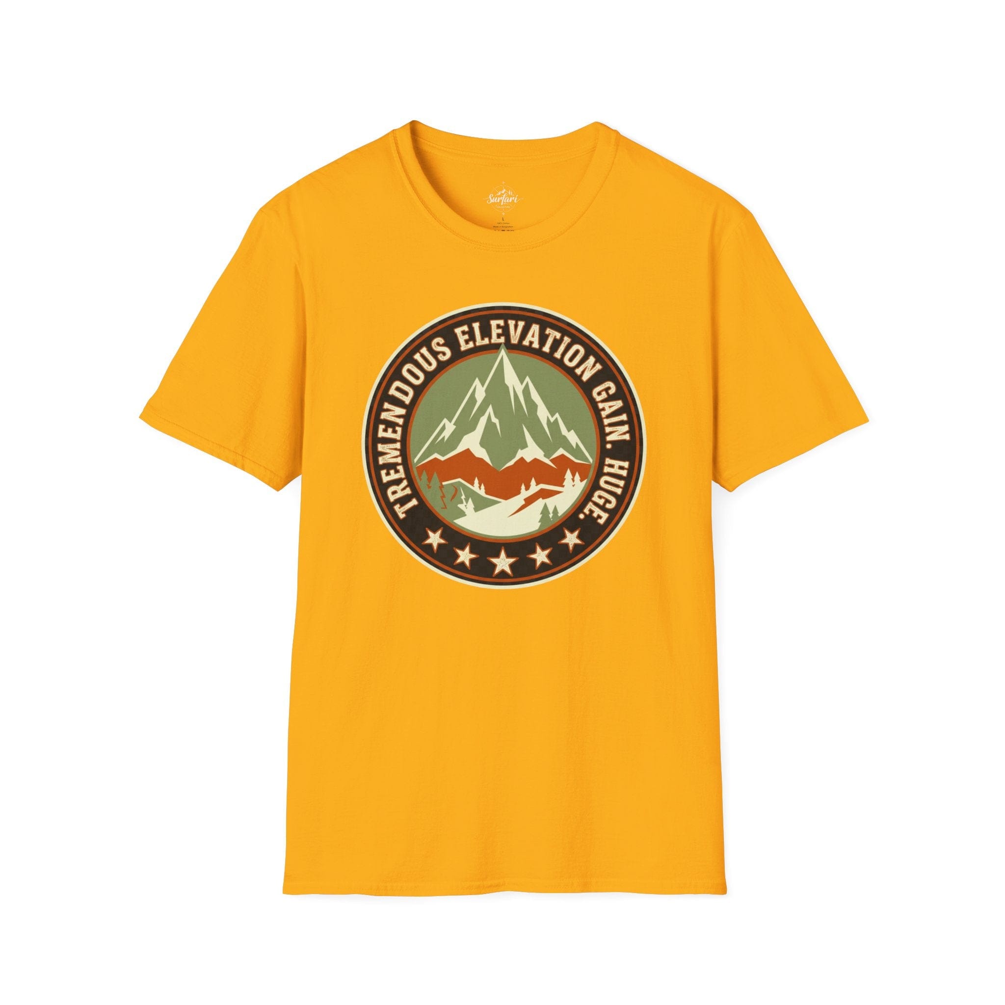 Printify T-Shirt Gold / S Trump Hikes - Tremendous Elevation Gain - HUGE!