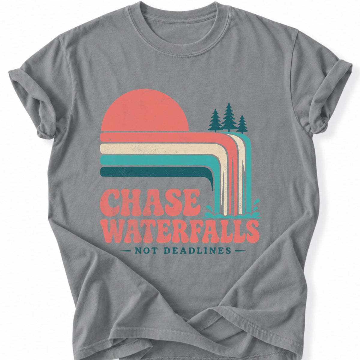 Printify T-Shirt Grey / S Chase Waterfalls T-Shirt