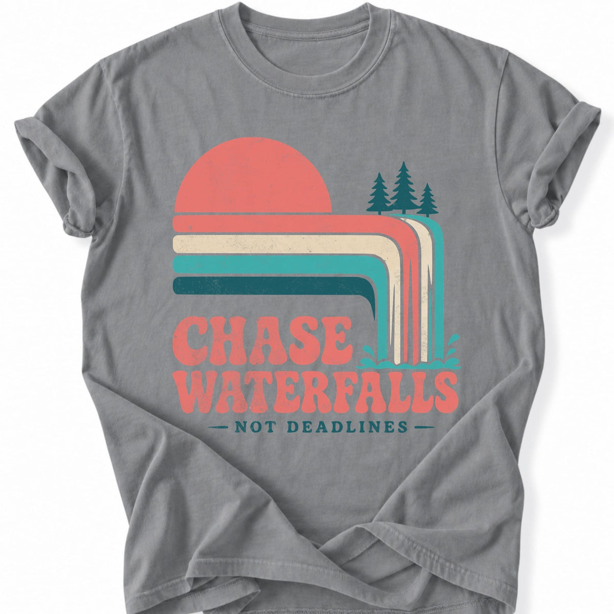Printify T-Shirt Grey / S Chase Waterfalls T-Shirt