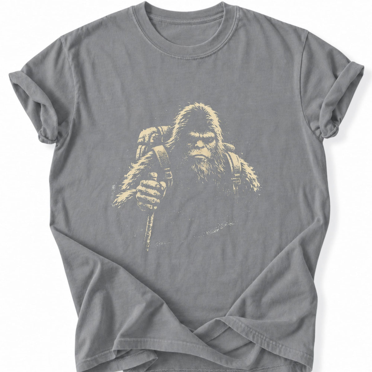 Printify T-Shirt Grey / S Gritty Bigfoot Hiking T-Shirt