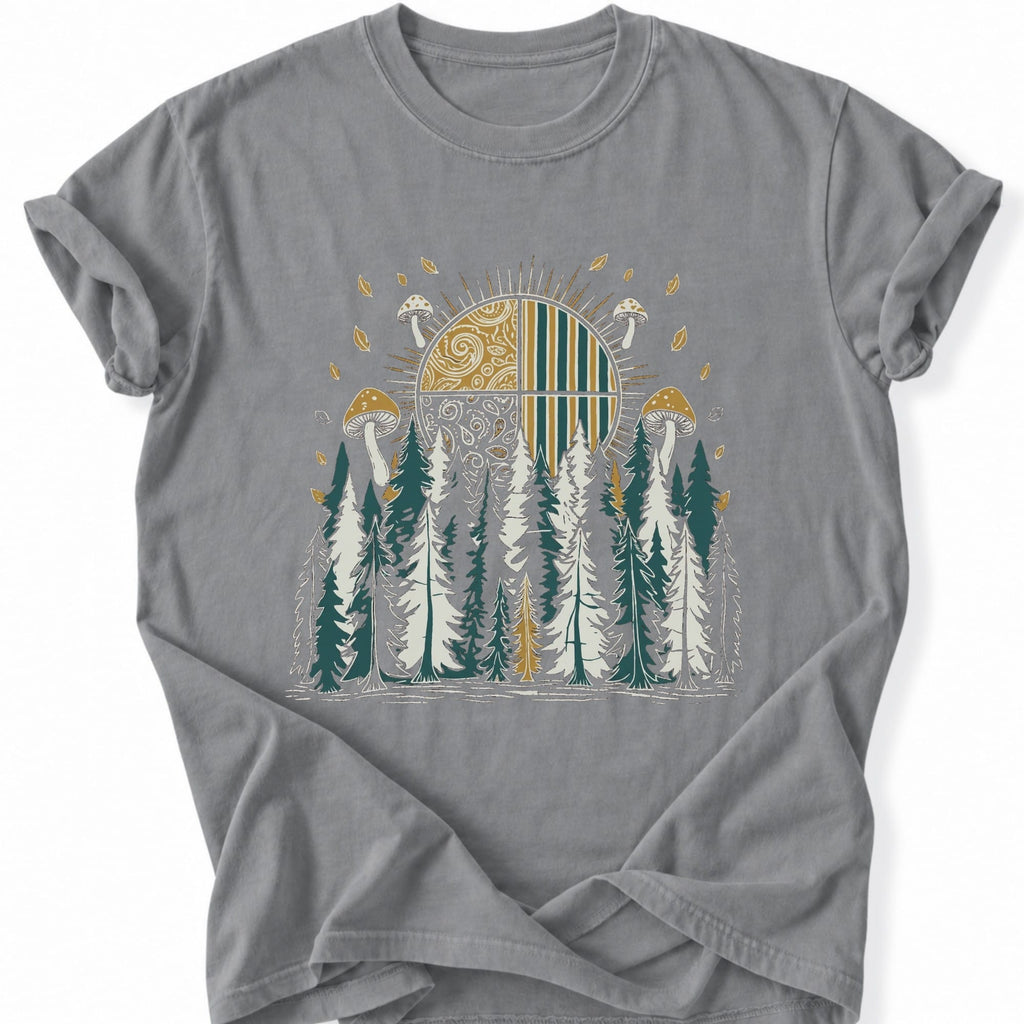 Printify T-Shirt Grey / S Mushroom Forest T-Shirt