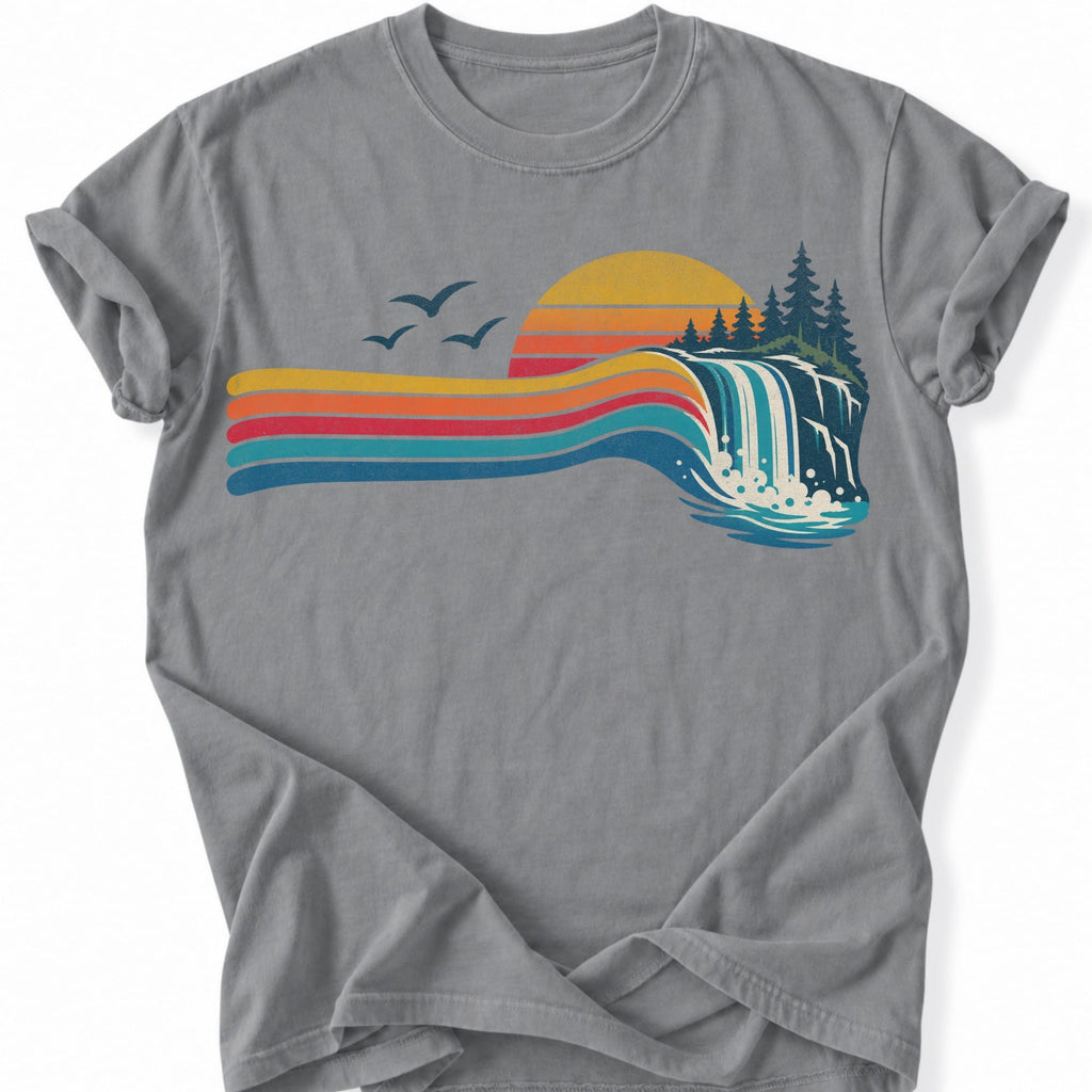 Printify T-Shirt Grey / S Waterfall Flow T-Shirt T-Shirt