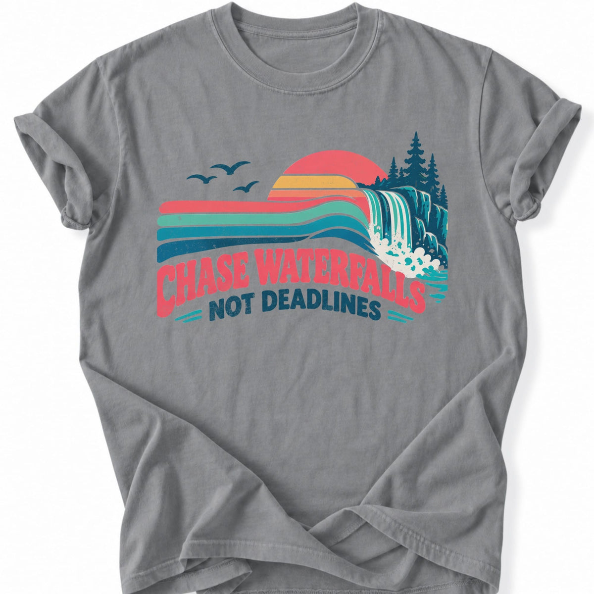 Printify T-Shirt Grey / S Waterfall Life T-Shirt